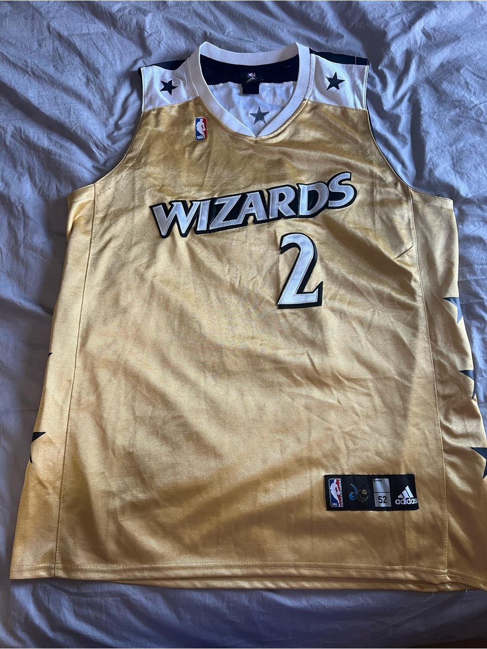 adidas Wizards John Wall #2 Gold and White Basketball Jersey